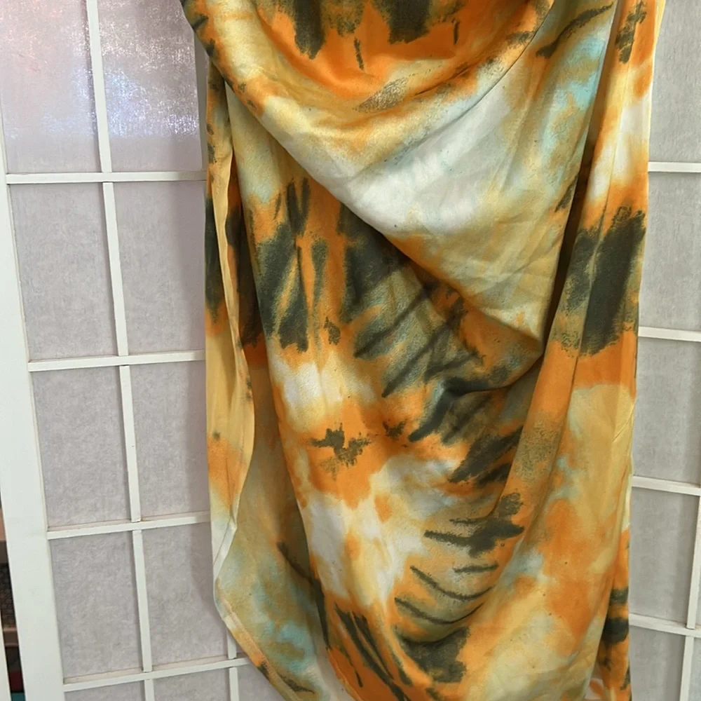 NWT Pretty Little Things Orange and Green Watercolor Sarong Skirt
